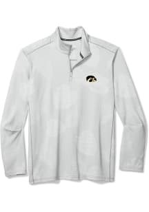 Tommy Bahama Iowa Hawkeyes Mens Grey SPORT DELRAY FROND Long Sleeve Qtr Zip Pullover