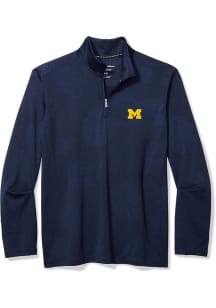 Tommy Bahama Michigan Wolverines Mens Blue SPORT DELRAY FROND Long Sleeve Qtr Zip Pullover