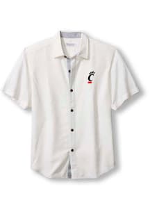 Tommy Bahama Cincinnati Bearcats Mens White Sport Coconut Point Palm Vista Short Sleeve Dress Shir..