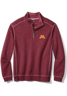 Tommy Bahama Minnesota Golden Gophers Mens Maroon SPORT TOBAGO BAY Long Sleeve Qtr Zip Pullover