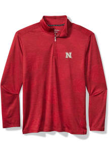 Tommy Bahama Nebraska Cornhuskers Mens Red SPORT DELRAY FROND Long Sleeve Qtr Zip Pullover