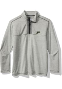 Tommy Bahama Purdue Boilermakers Mens Grey HIGH SCORE HALF ZIP Long Sleeve Qtr Zip Pullover