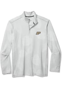 Tommy Bahama Purdue Boilermakers Mens Grey SPORT DELRAY FROND Long Sleeve Qtr Zip Pullover