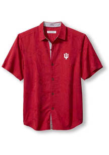 Tommy Bahama Indiana Hoosiers Mens Crimson Sport Coconut Point Palm Vista Short Sleeve Dress Shirt
