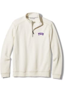 Tommy Bahama TCU Horned Frogs Mens White SPORT TOBAGO BAY Long Sleeve Qtr Zip Pullover