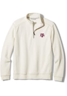 Tommy Bahama Texas A&M Aggies Mens White SPORT TOBAGO BAY Long Sleeve Qtr Zip Pullover