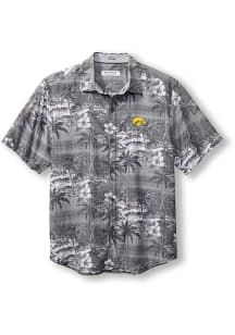 Tommy Bahama Iowa Hawkeyes Mens Black Sport Coconut Point Isla Palmetta Short Sleeve Dress Shirt