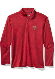 Tommy Bahama Texas Tech Red Raiders Mens Red SPORT DELRAY FROND Long Sleeve Qtr Zip Pullover