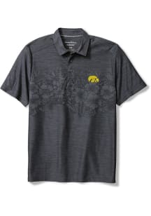 Tommy Bahama Iowa Hawkeyes Mens Charcoal Hibiscus Border Polo Short Sleeve Fashion Polo