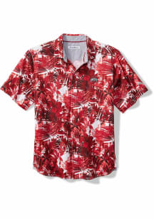 Tommy Bahama Ohio State Buckeyes Mens Red Sport Electric Blooms Camp Short Sleeve Dress Shirt