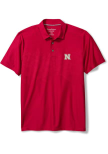 Tommy Bahama Nebraska Cornhuskers Mens Red Hibiscus Border Polo Short Sleeve Fashion Polo