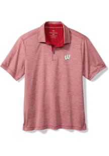 Tommy Bahama Wisconsin Badgers Mens Red SPORT SAN RAPHAEL Short Sleeve Fashion Polo
