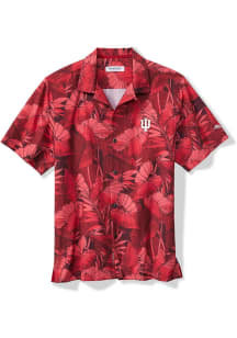 Tommy Bahama Indiana Hoosiers Mens Cardinal SPORT BAHAMA FRONDS Short Sleeve Dress Shirt