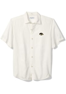 Tommy Bahama Iowa Hawkeyes Mens White SPORT COCONUT POINT PALM VISTA Short Sleeve Dress Shirt
