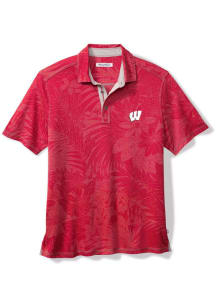 Tommy Bahama Wisconsin Badgers Mens Red Sport Santiago Paradise Short Sleeve Fashion Polo