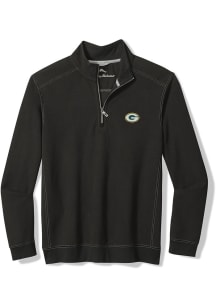 Tommy Bahama Green Bay Packers Mens Black Montego Bay Long Sleeve Qtr Zip Pullover