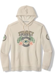 Tommy Bahama Green Bay Packers Mens White Big Leagues Hood Long Sleeve Hoodie