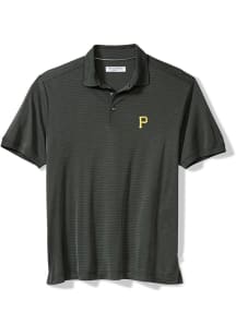 Tommy Bahama Pittsburgh Pirates Mens Black Bay Stripe Short Sleeve Fashion Polo