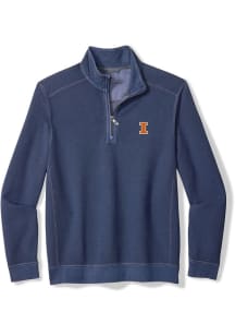 Tommy Bahama Illinois Fighting Illini Mens Navy Blue Montego Bay Long Sleeve Qtr Zip Pullover