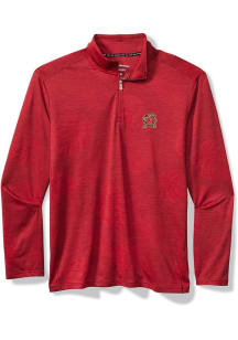 Tommy Bahama Maryland Terrapins Mens Red Delray Frond Long Sleeve Qtr Zip Pullover