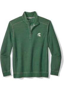 Tommy Bahama Michigan State Spartans Mens Green Montego Bay Long Sleeve Qtr Zip Pullover