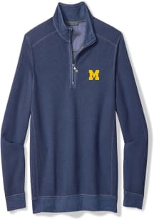 Tommy Bahama Michigan Wolverines Mens Blue Montego Bay Long Sleeve Qtr Zip Pullover