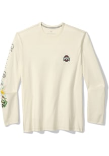 Tommy Bahama Ohio State Buckeyes Mens White Seaside Snap Luxe Long Sleeve Crew Sweatshrt