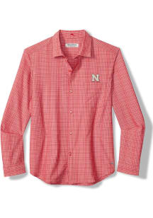 Tommy Bahama Nebraska Cornhuskers Mens Red Bahama Coast Tidal Check Long Sleeve Dress Shirt