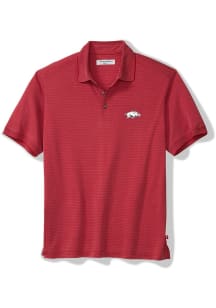 Tommy Bahama Arkansas Razorbacks Mens Cardinal Bay Stripe Short Sleeve Fashion Polo