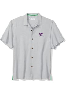 Tommy Bahama K-State Wildcats Mens Grey The Big Score Football Short Sleeve Dress Shirt