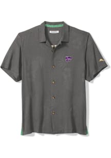 Tommy Bahama K-State Wildcats Mens Charcoal Catch of the Day Football Short Sleeve Dress Shirt