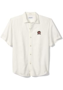 Tommy Bahama Maryland Terrapins Mens White Coconut Point Isla Palm Vista Short Sleeve Dress Shirt
