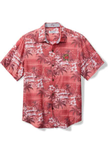 Tommy Bahama Maryland Terrapins Mens Red Coconut Point Isla Palmetta Short Sleeve Dress Shirt