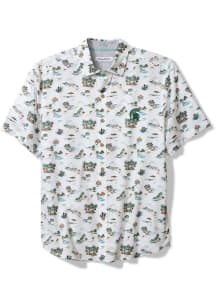Tommy Bahama Michigan State Spartans Mens White Surf Villa Camp Short Sleeve Dress Shirt