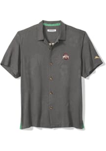 Tommy Bahama Ohio State Buckeyes Mens Charcoal Catch of the Day Football Short Sleeve Dress Shirt