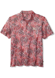 Tommy Bahama Nebraska Cornhuskers Mens Red Palm Mirage Short Sleeve Fashion Polo