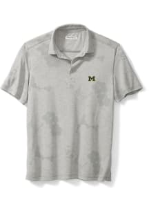 Tommy Bahama Michigan Wolverines Mens Grey  Short Sleeve Polo
