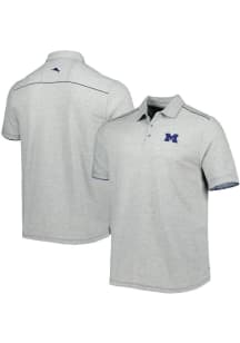 Tommy Bahama Michigan Wolverines Mens Grey Sport Tailgater Short Sleeve Polo