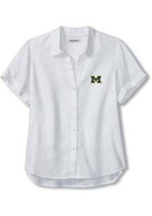 Tommy Bahama Michigan Wolverines Womens  Long Sleeve White Dress Shirt