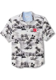 Tommy Bahama Nebraska Cornhuskers Mens Black Tropical Horizons Short Sleeve Fashion Polo