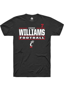 Chance Williams Cincinnati Bearcats Black Football NIL Stacked Box Short Sleeve Player T Shirt