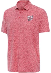 Antigua Washington Nationals Mens Red Tentril Short Sleeve Polo