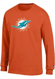 Champion Miami Dolphins Orange Jersey Long Sleeve T Shirt
