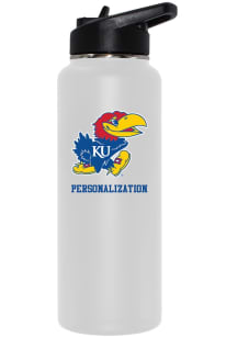 Kansas Jayhawks Personalized 34oz Quencher Stainless Steel Bottle - White