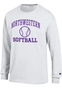 Champion Northwestern Wildcats White Softball Icon Jersey Long Sleeve T Shirt