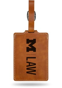 Michigan Wolverines Blue Law School Leather Etched Luggage Tag