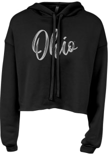 Summit Sportswear Ohio Womens Black Brush Script Hooded Sweatshirt