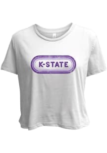 Summit Sportswear K-State Wildcats Womens White Ombre Oval Short Sleeve T-Shirt