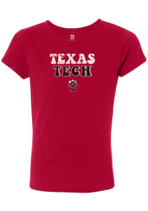 Summit Sportswear Texas Tech Red Raiders Girls Red Bubble Script Short Sleeve Tee
