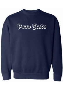Summit Sportswear Penn State Nittany Lions Womens Navy Blue Retro Shadow Crew Sweatshirt